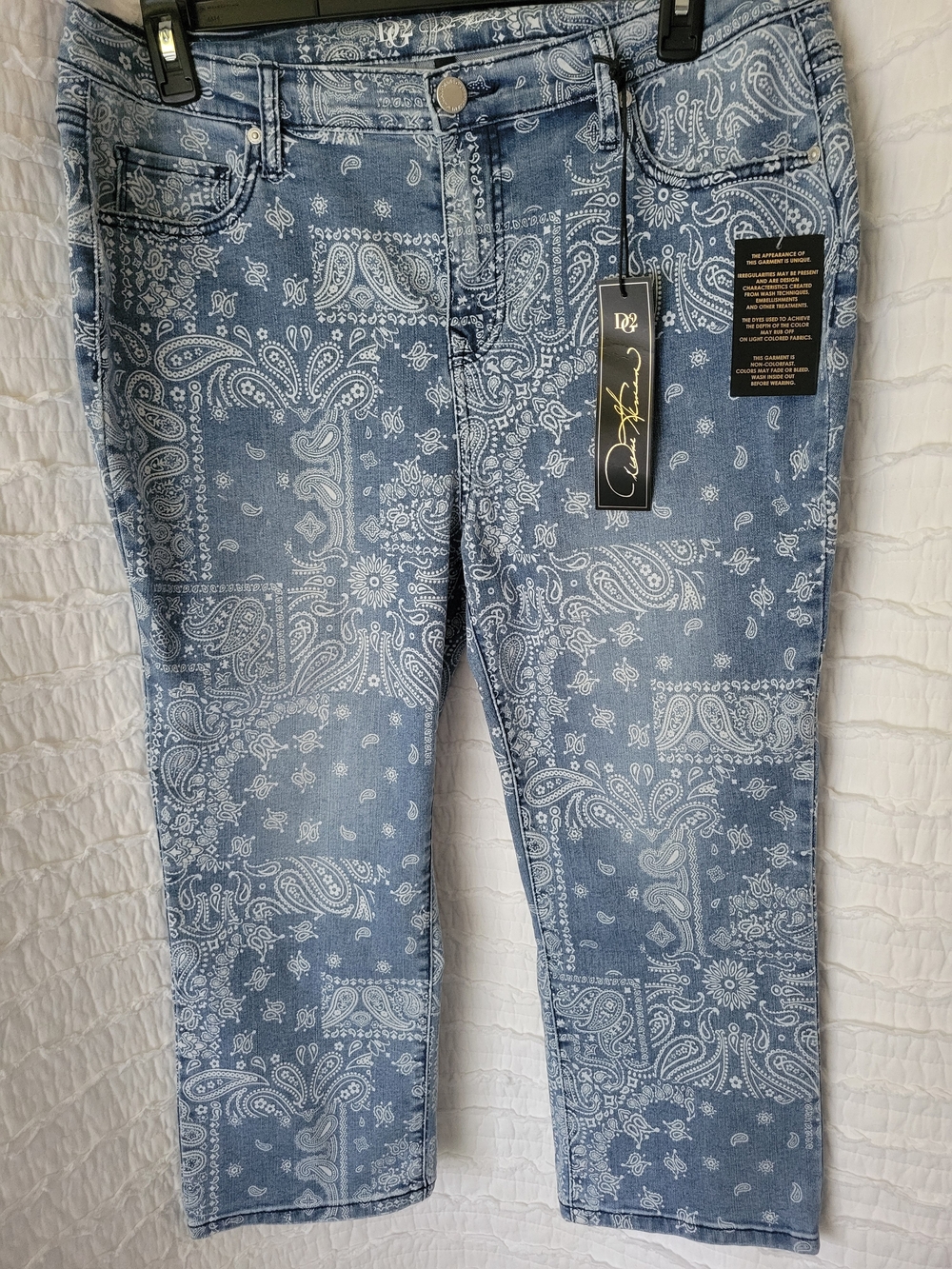 DG2 by Diane Gilman Blue Paisley Cropped Jeans